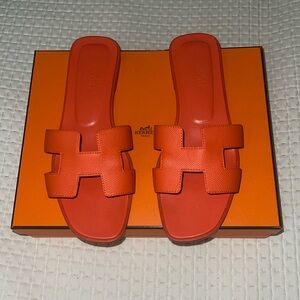 Hermes Oran Orange Poppy calfskin